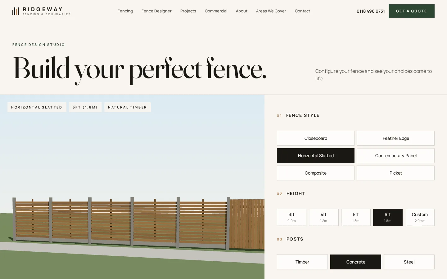 Ridgeway fence designer with style, height and post choices