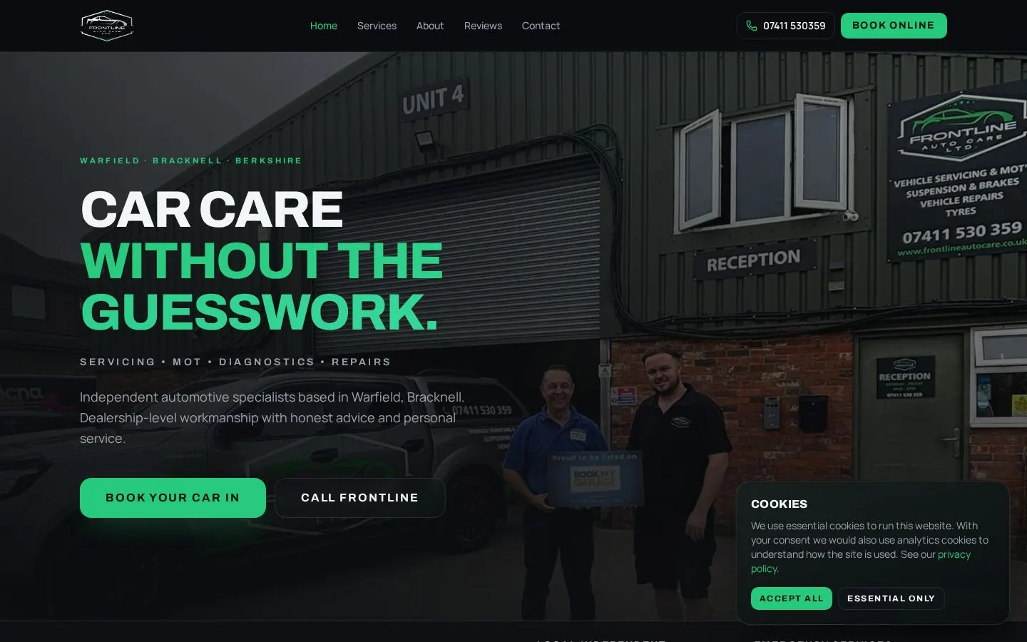 Frontline Auto Care website homepage